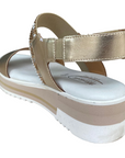 Michelle women's sandal with elastic ankle band and soft footbed velcro OARA1620 gold 