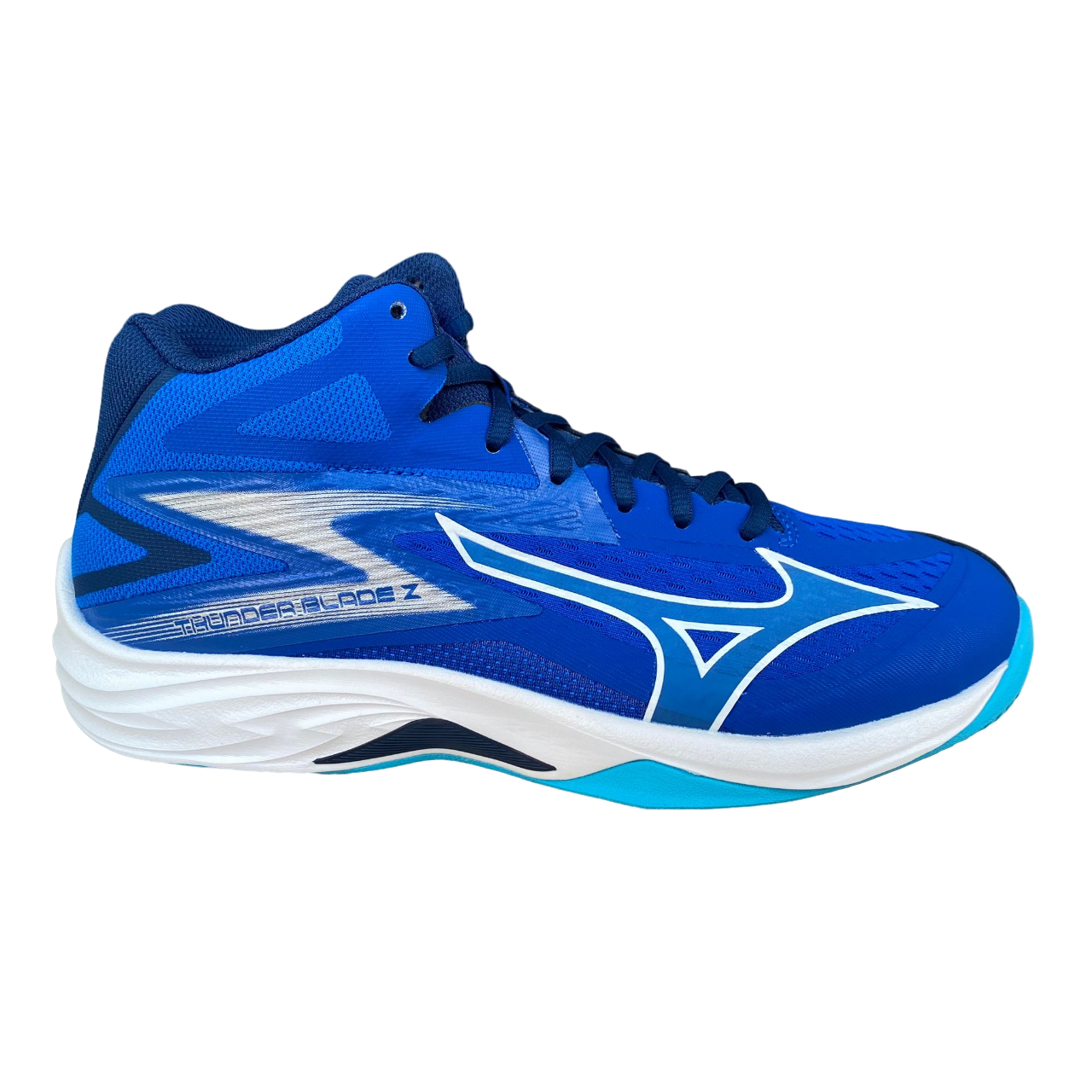 Mizuno scarpa da pallavolo da uomo Thunder Blade Z Mid V1GA237501 blu chiaro-bianco