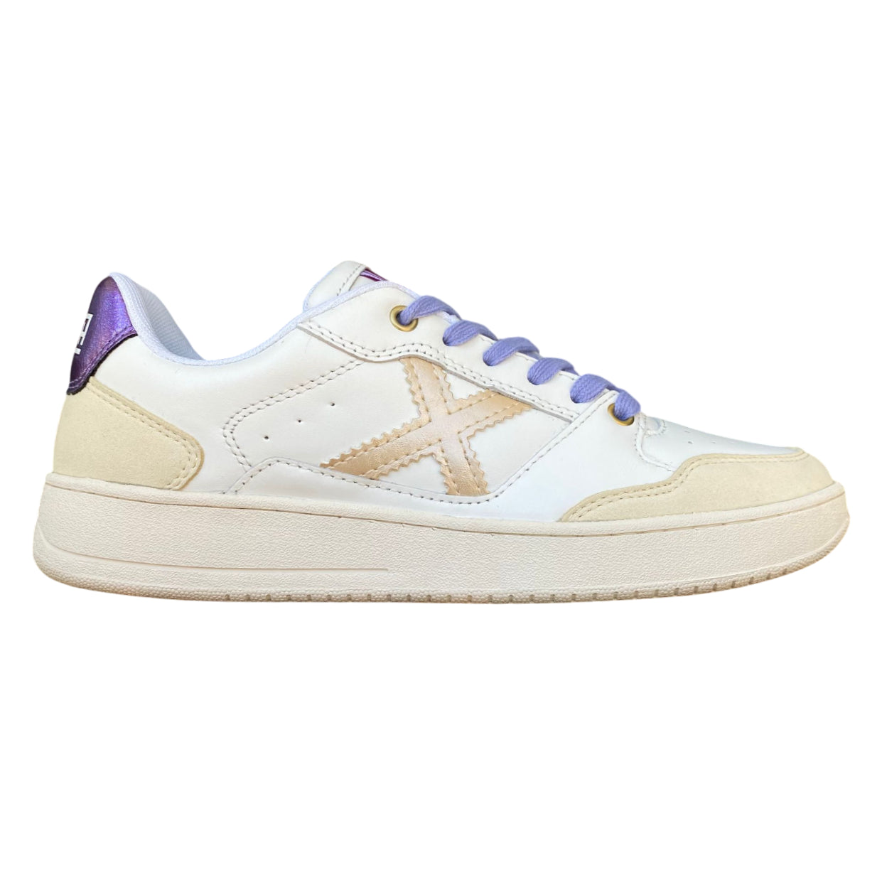 Munich Legit 100 8908100 Sneakers Donna Bianco-Viola Pelle Vitello Vista Laterale