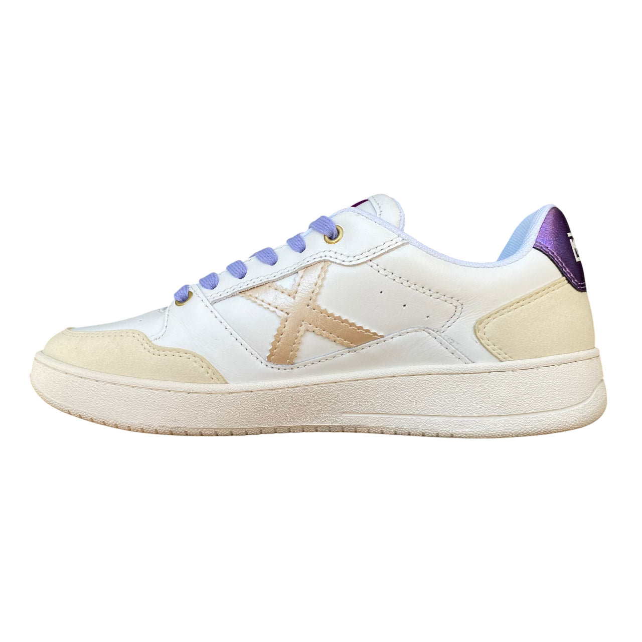 Munich Legit 100 8908100 Sneakers Donna Bianco-Viola Pelle Vitello Vista Laterale Interno