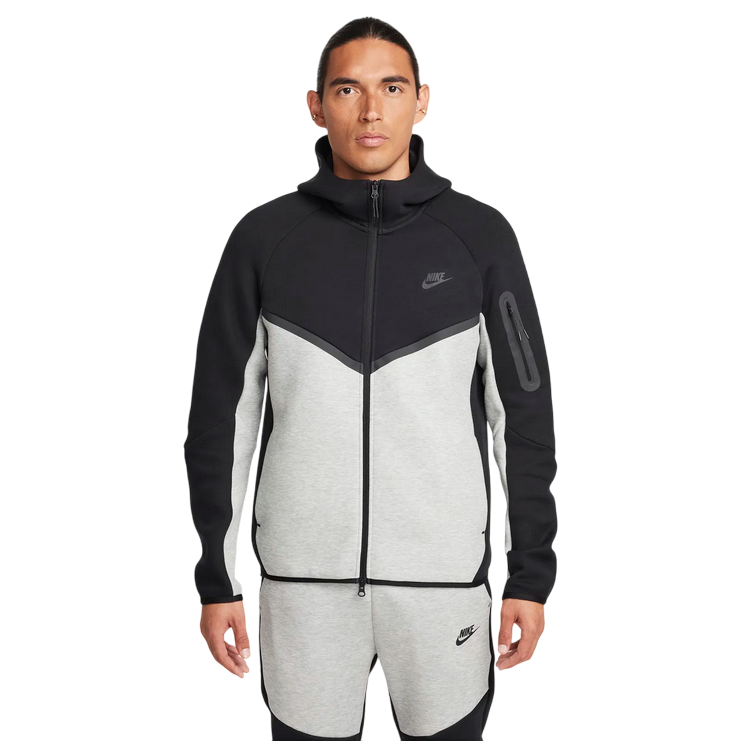 Nike felpa da uomo con cappuccio Tech Fleece Windrunner HV0949-011 nero-grigio