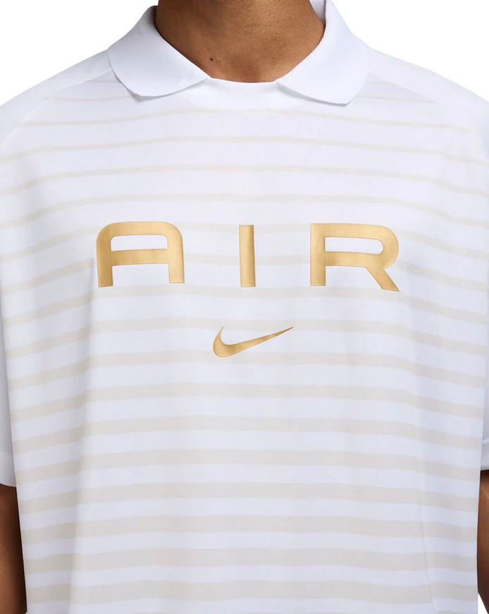 Nike maglietta con colletto da uomo manica corta Swoosh Air Football Jersey AOP IB8019-100 bianco