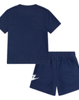 Nike children's Club set short sleeve t-shirt and cotton shorts with logo 86L596-U90 blue