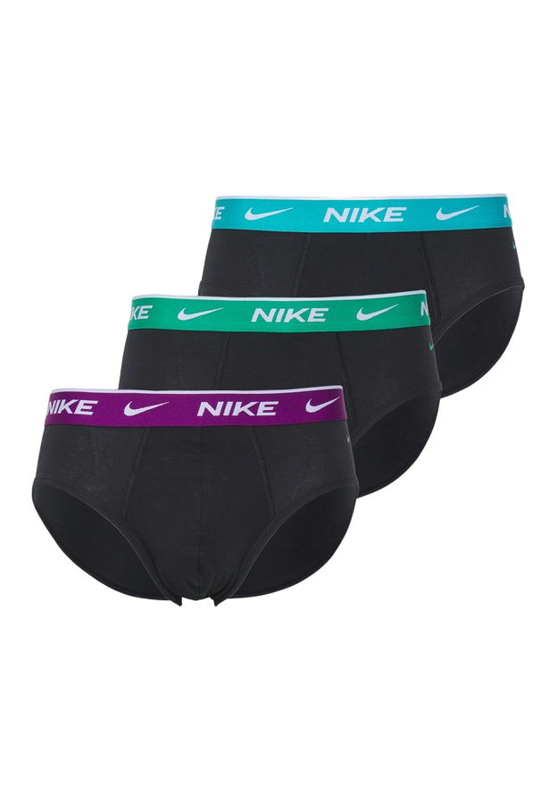 Nike intimo uomo 3 Slip neri con acquamarina, verde e viola 0000KE1006-EWQ