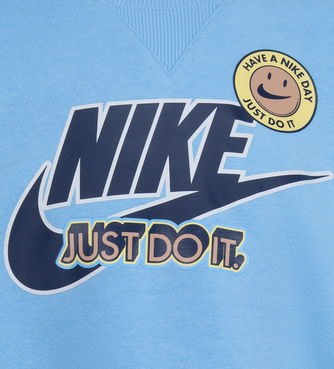Nike tuta felpa girocollo e pantalone da ragazzo Sense of Adventure 86L947-U90 celeste-blu