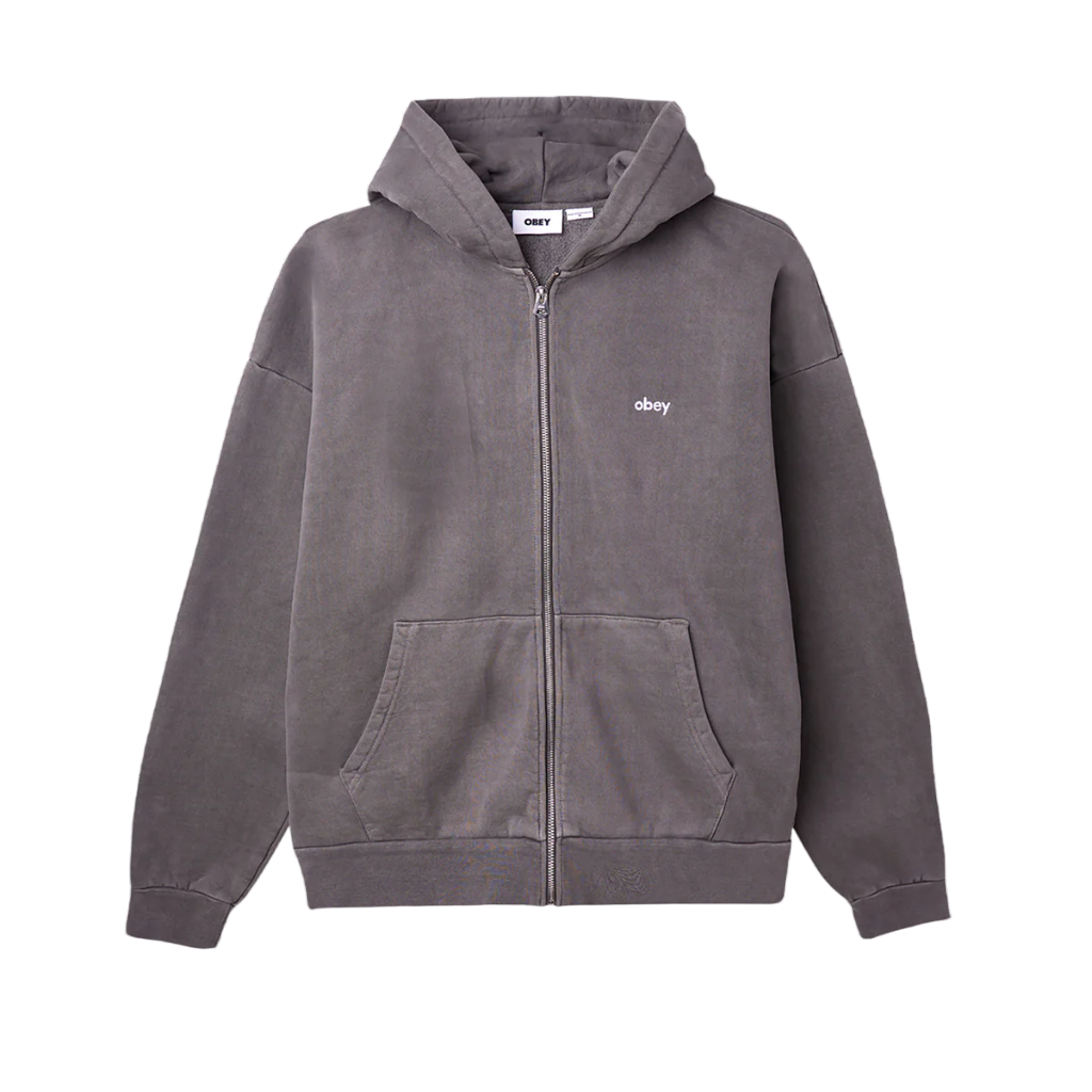 Obey felpa da uomo con cappuccio e cerniera intera Lowercase 112460019 nero