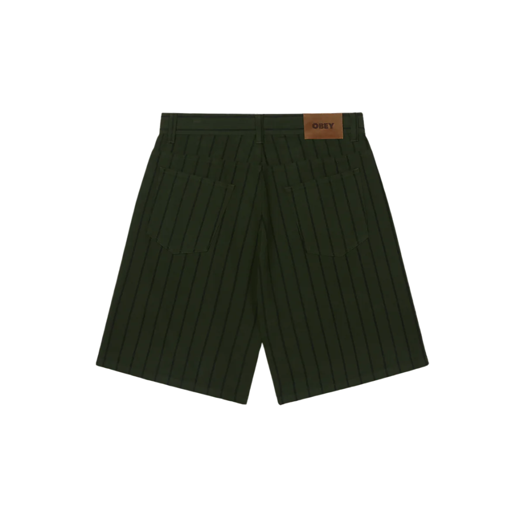 Obey pantaloncino in denim da uomo  largo a righe 172100094 verde-nero