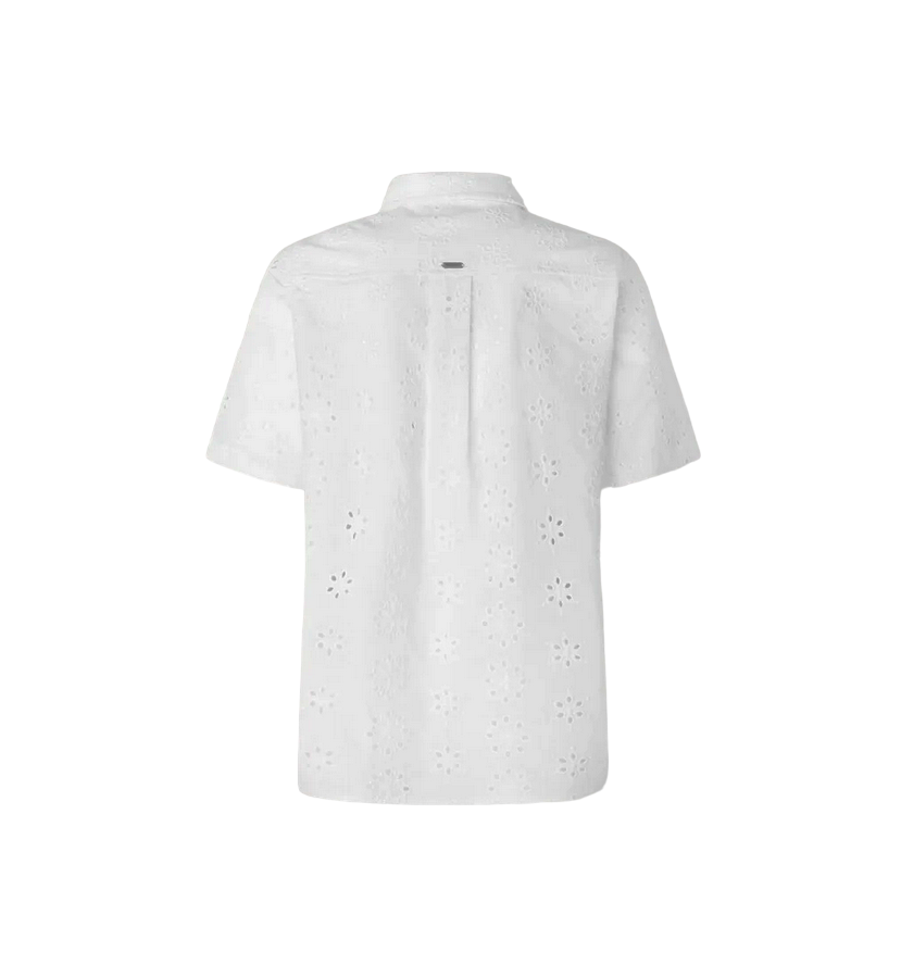 Pepe Jeans women&#39;s short-sleeved shirt in broderie anglaise perforated poplin Esty PL304810 800 white