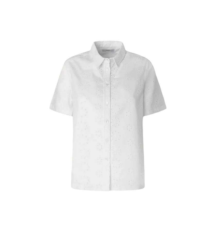 Pepe Jeans women&#39;s short-sleeved shirt in broderie anglaise perforated poplin Esty PL304810 800 white