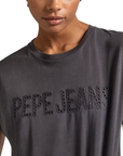 Pepe Jeans short sleeve t-shirt with Lilith embroidered logo PL505837 985 gray