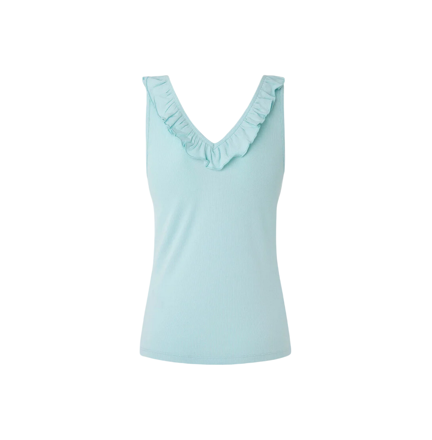 Pepe Jeans tank top with ribbed V-neck Leire PL505851 508 aqua