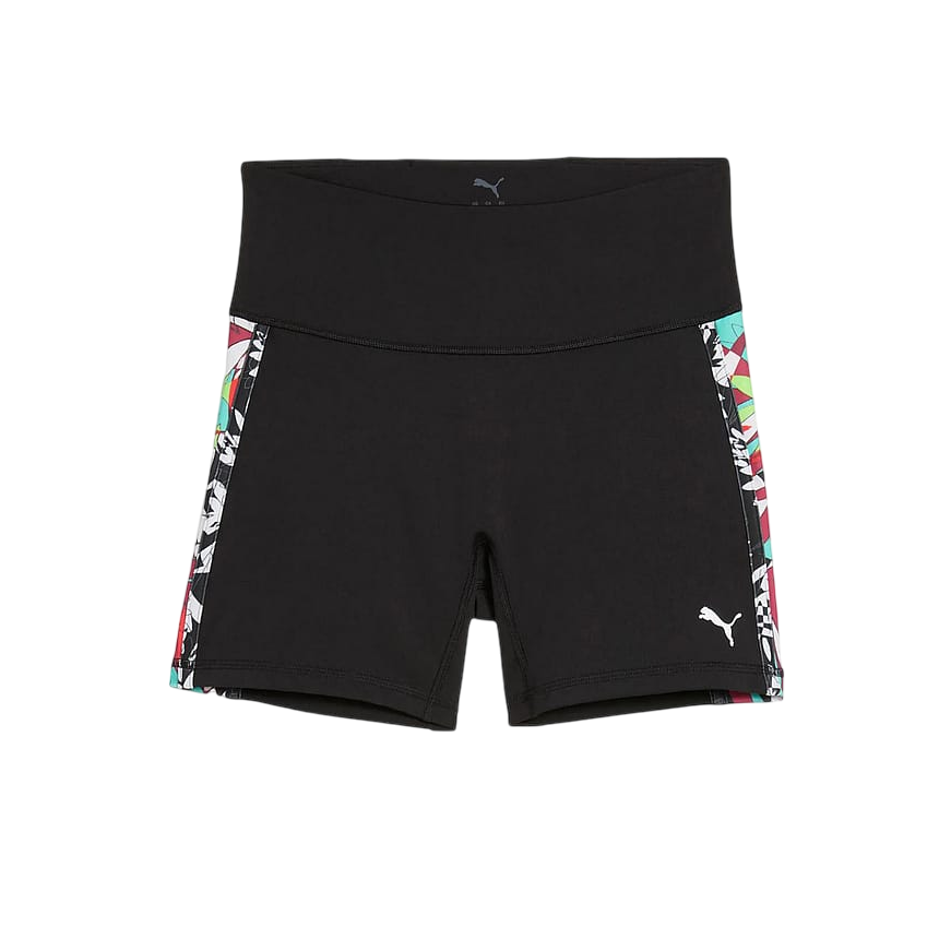 Pantaloncino sportivo da donna elasticizzato con fasce laterali multicolore 526786-51 nero
