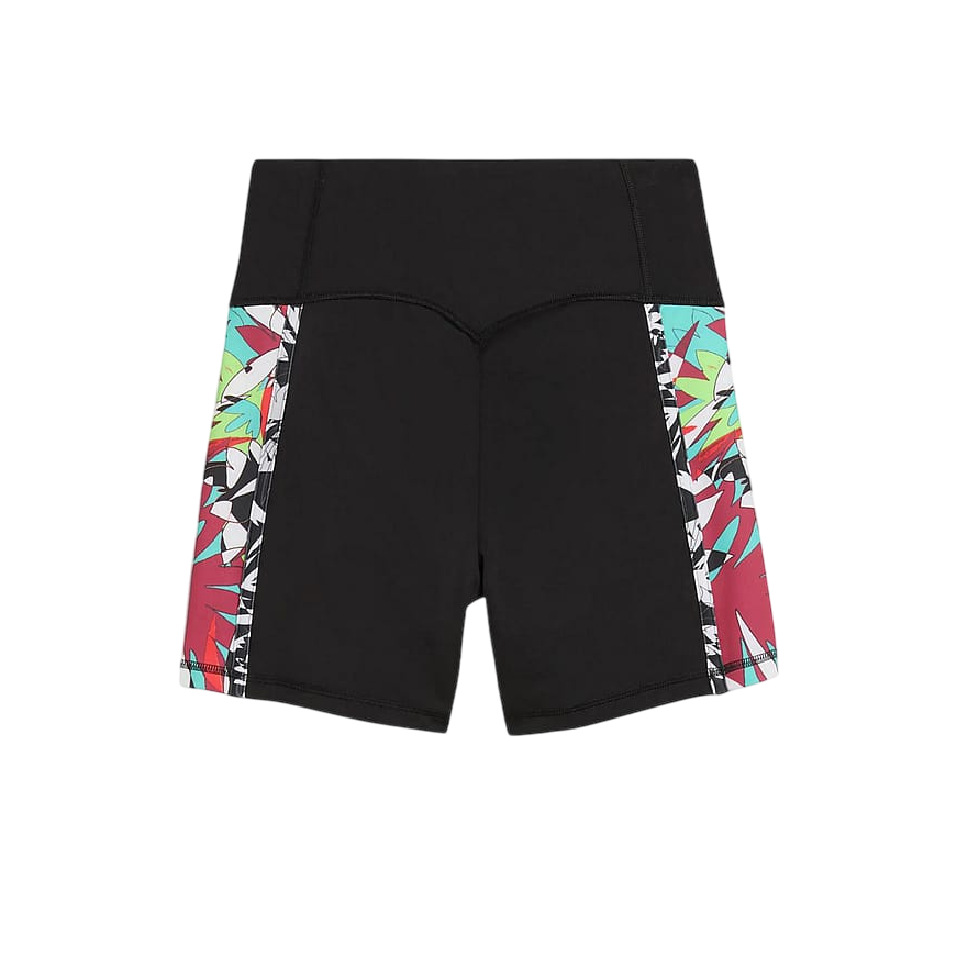 Pantaloncino sportivo da donna elasticizzato con fasce laterali multicolore 526786-51 nero