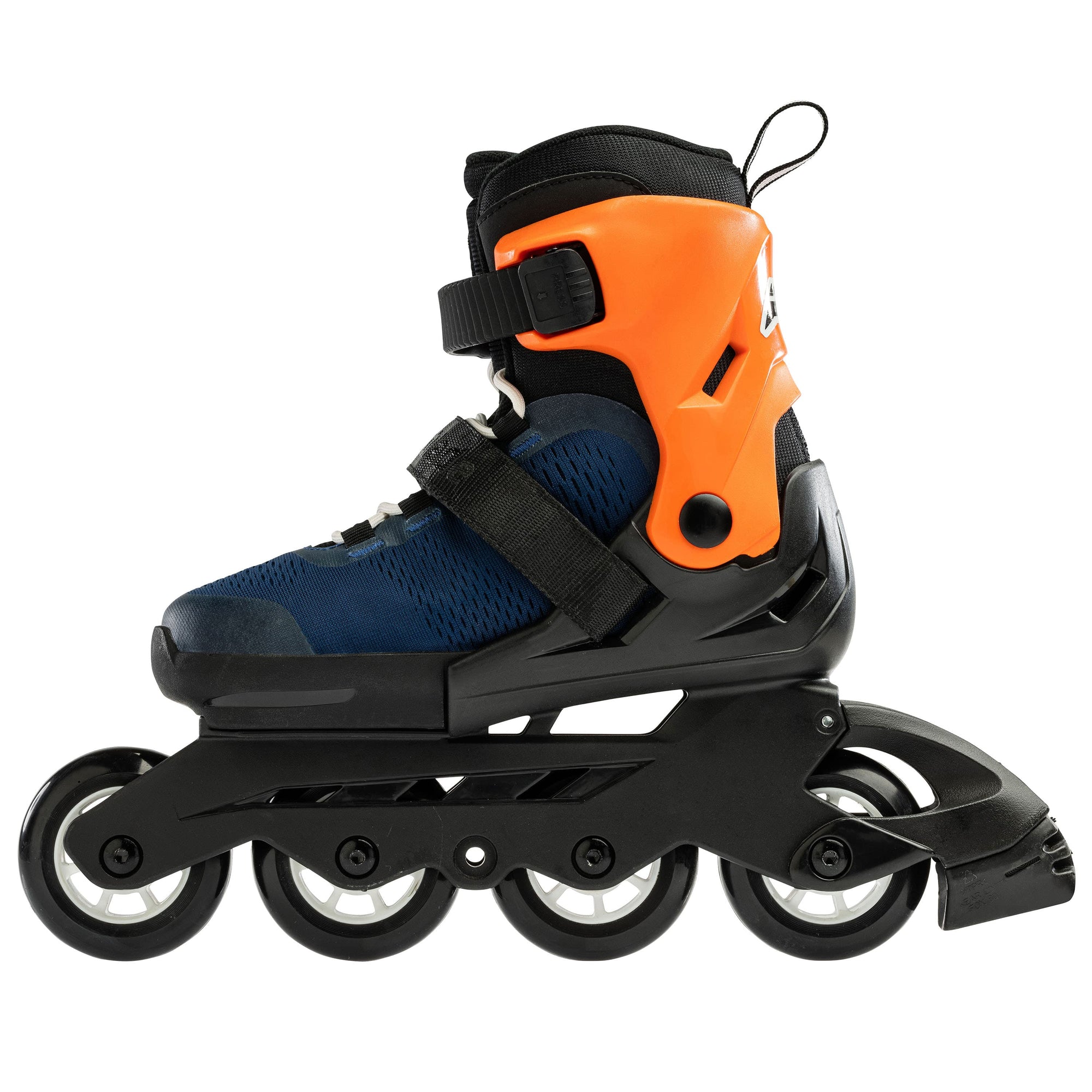 Rollerblade Microblade 07221900174 blu notte-arancio, pattino estensibile da ragazzi con sistema di regolazione su 4 taglie, scarpetta comfort e telaio performante