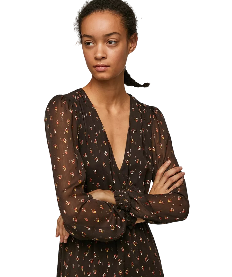 Pepe Jeans Long-sleeved dress with Leticia floral print PL953136 885 bitter