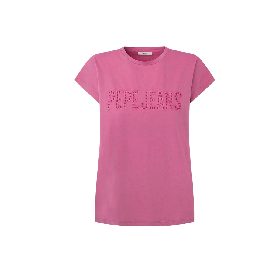 Pepe Jeans short sleeve t-shirt with Lilith embroidered logo PL505837 363 pink
