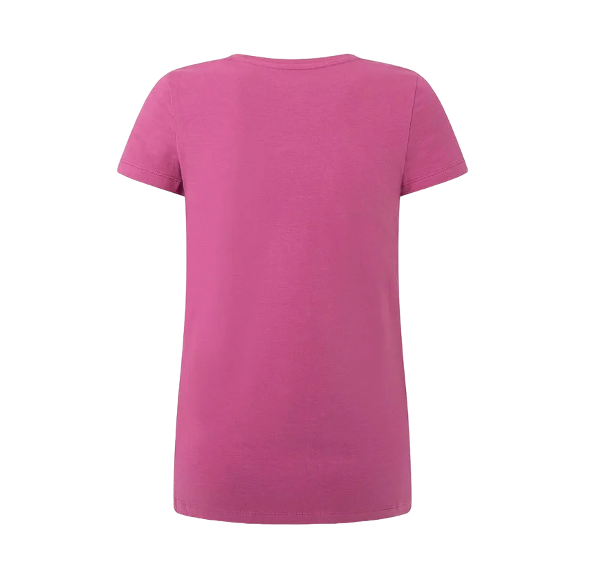 Pepe Jeans women&#39;s short sleeve t-shirt with Korina printed logo PL505834 363 pink