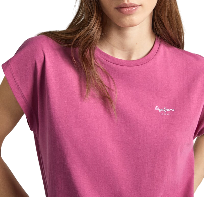 Pepe Jeans women&#39;s short sleeve t-shirt with Lory printed logo PL505853 363 pink