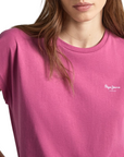 Pepe Jeans women's short sleeve t-shirt with Lory printed logo PL505853 363 pink