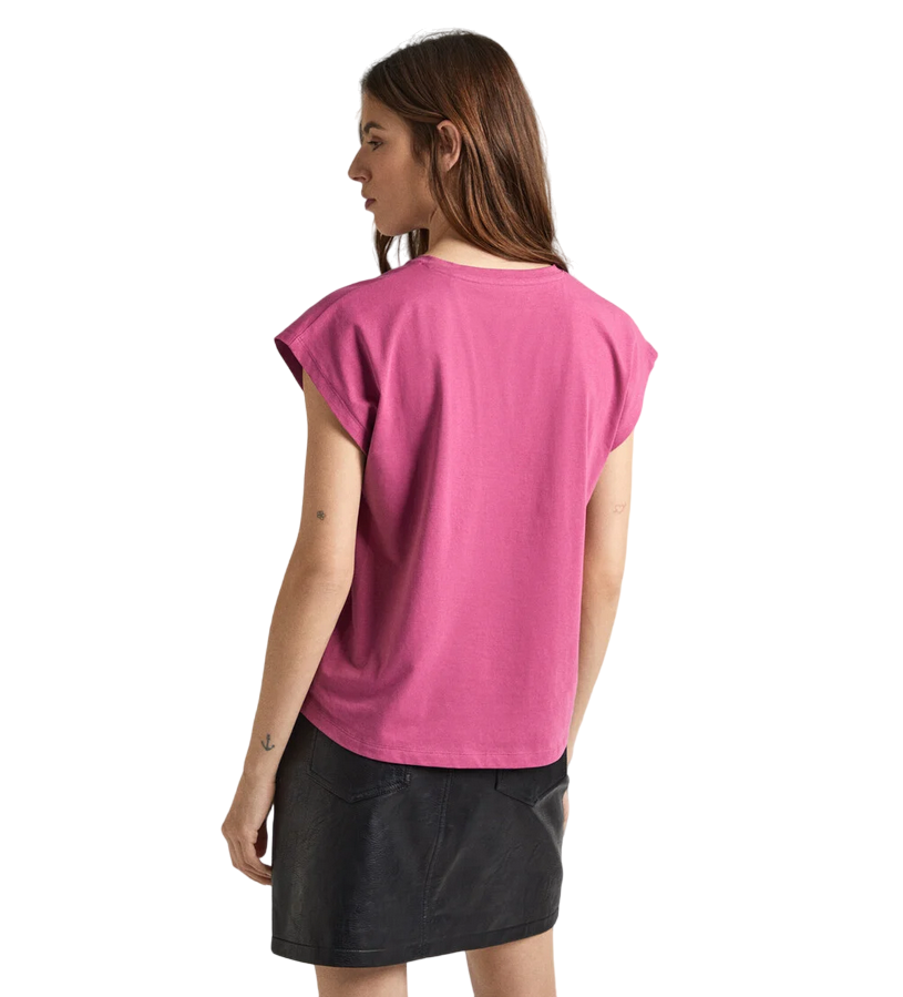 Pepe Jeans women&#39;s short sleeve t-shirt with Lory printed logo PL505853 363 pink