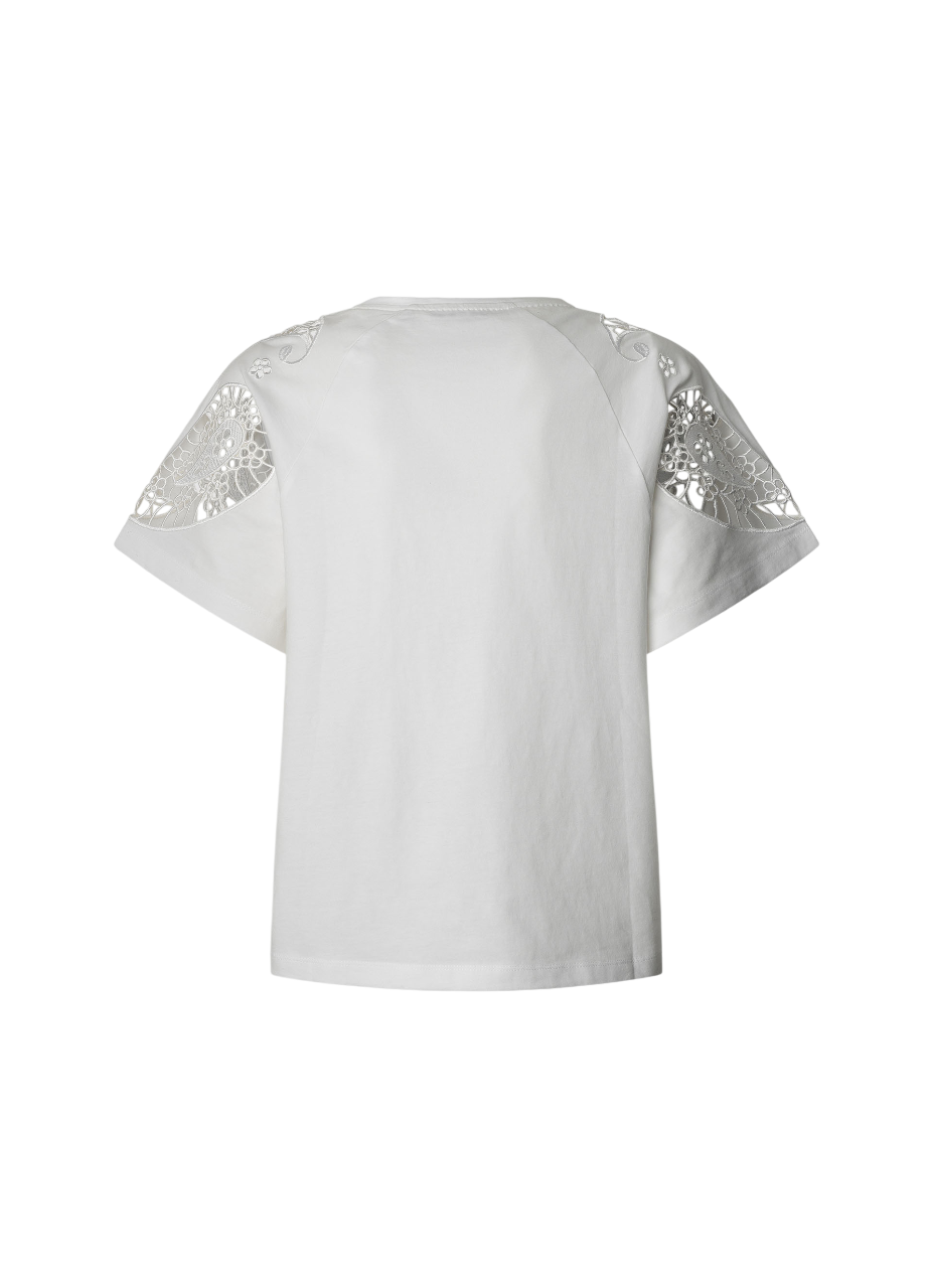 Pepe Jeans maglietta manica corta con manica in pizzo Veronica PL506081 800 bianco1