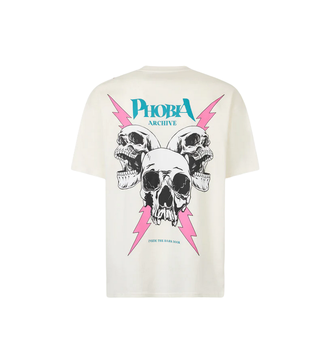 Phobia men&#39;s short sleeve t-shirt Screaming Skulls PH00652 white-pink
