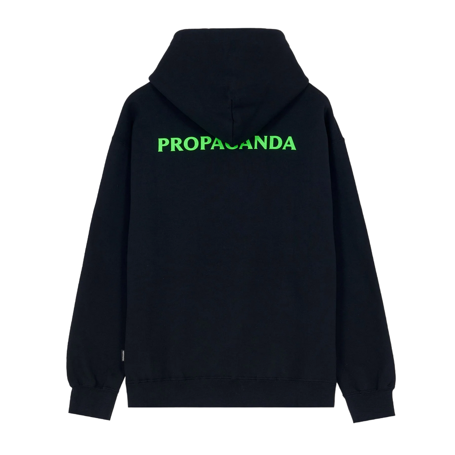 Propaganda felpa da adulto con cappuccio Logo Fire 301-01 nero dietro