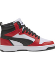 Puma Scarpa sneakers alta da ragazza Rebound v6 Mid 393831 03 bianco-nero-rosso