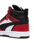 Puma Scarpa sneakers alta da ragazza Rebound v6 Mid 393831 03 bianco-nero-rosso