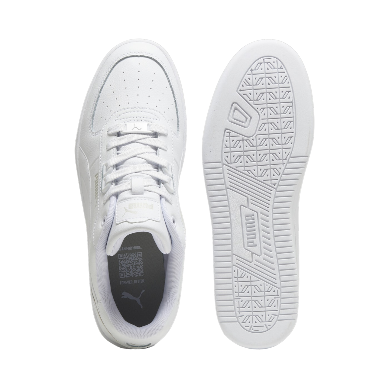 Sneakers Puma Caven 2.0 Lux 395016-02 bianche per adulto, vista laterale e dettagli premium