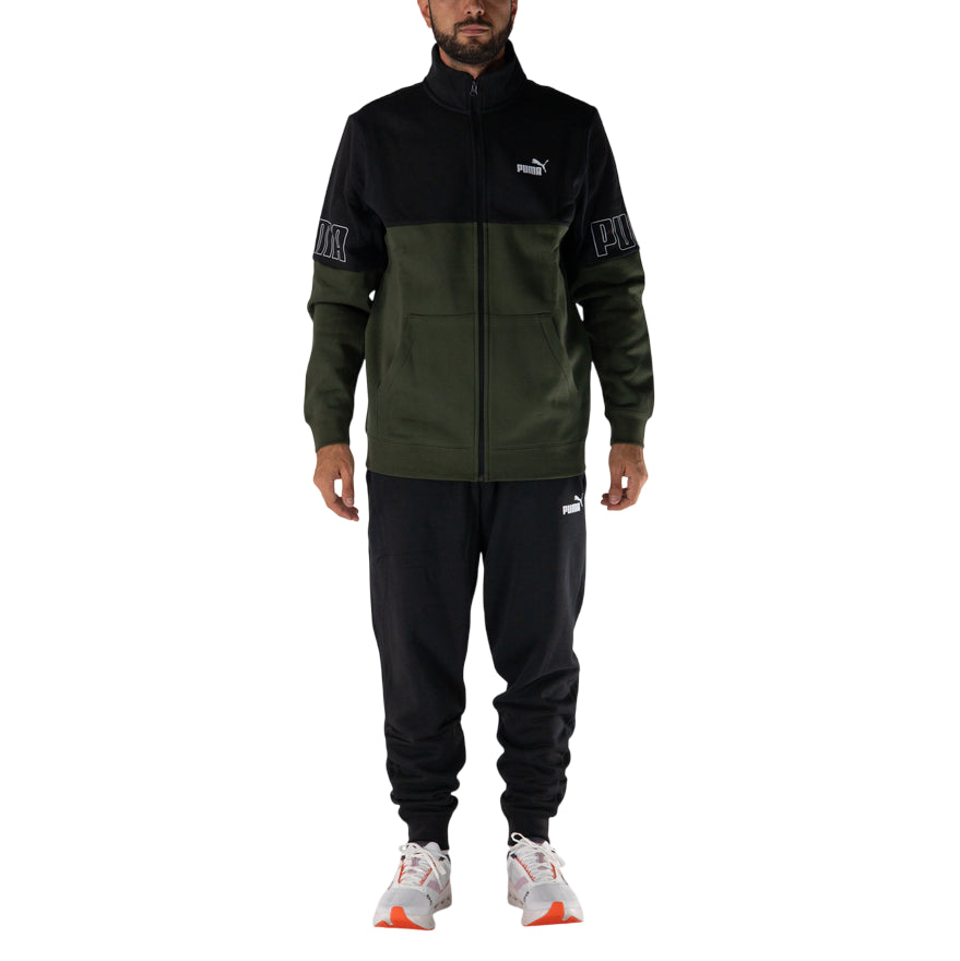 Puma Tuta Uomo Colorblock 691994-70 Verde/Nero- frontale