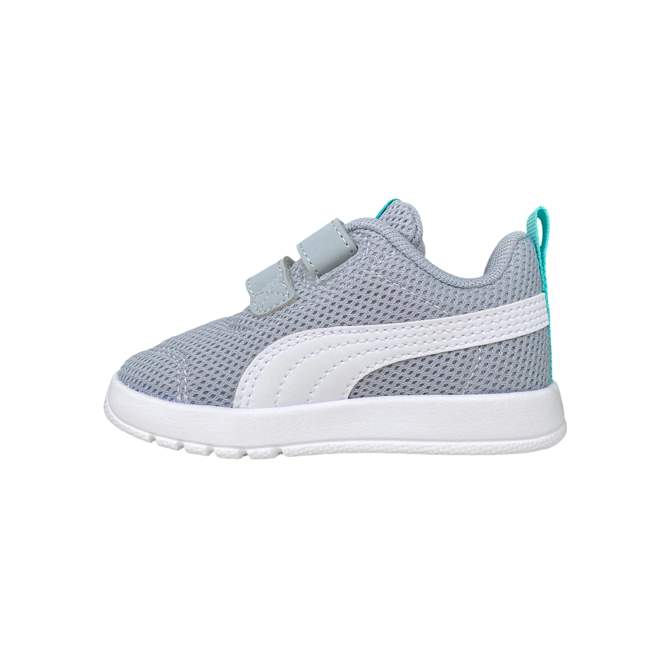 Puma scarpa da ginnastica con strappo da bambino Courtflex V3 Mesh 398086-06 grigio-bianco