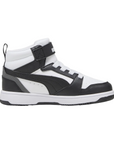 Puma scarpa alta da ragazzi con laccio e strappo Rebound V6 393832-01 bianco-nero