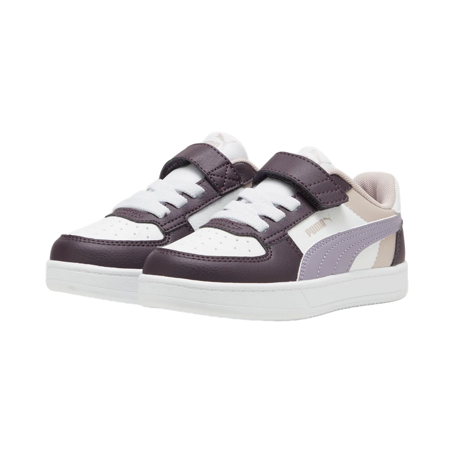 Puma scarpa sneaker da bambina con laccio elastico e velcro Caven 2.2 Block 394462-11 prugna-bianco