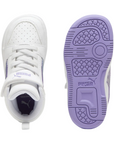 Puma scarpa sneakers alta da bambina Rebound V6 Mid Bouncy 398727-01 bianco-lavanda