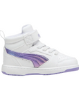 Puma scarpa sneakers alta da bambina Rebound V6 Mid Bouncy 398727-01 bianco-lavanda