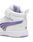 Puma scarpa sneakers alta da bambina Rebound V6 Mid Bouncy 398727-01 bianco-lavanda