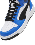 Puma scarpa sneakers alta da ragazzi Rebound V6 393831-06 bianco-nero-azzurro