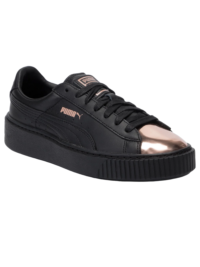 Puma women&#39;s sneakers shoe with wedge Basket Platform Metallic 366169 02 black pink gold