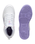 Puma scarpa sneakers da ragazza Rebound V6 Mid Bouncy Sky 398725-01 bianco-lavanda