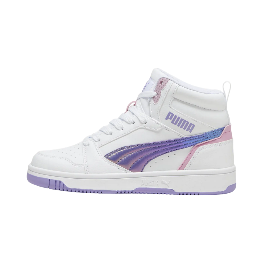 Puma scarpa sneakers da ragazza Rebound V6 Mid Bouncy Sky 398725-01 bianco-lavanda