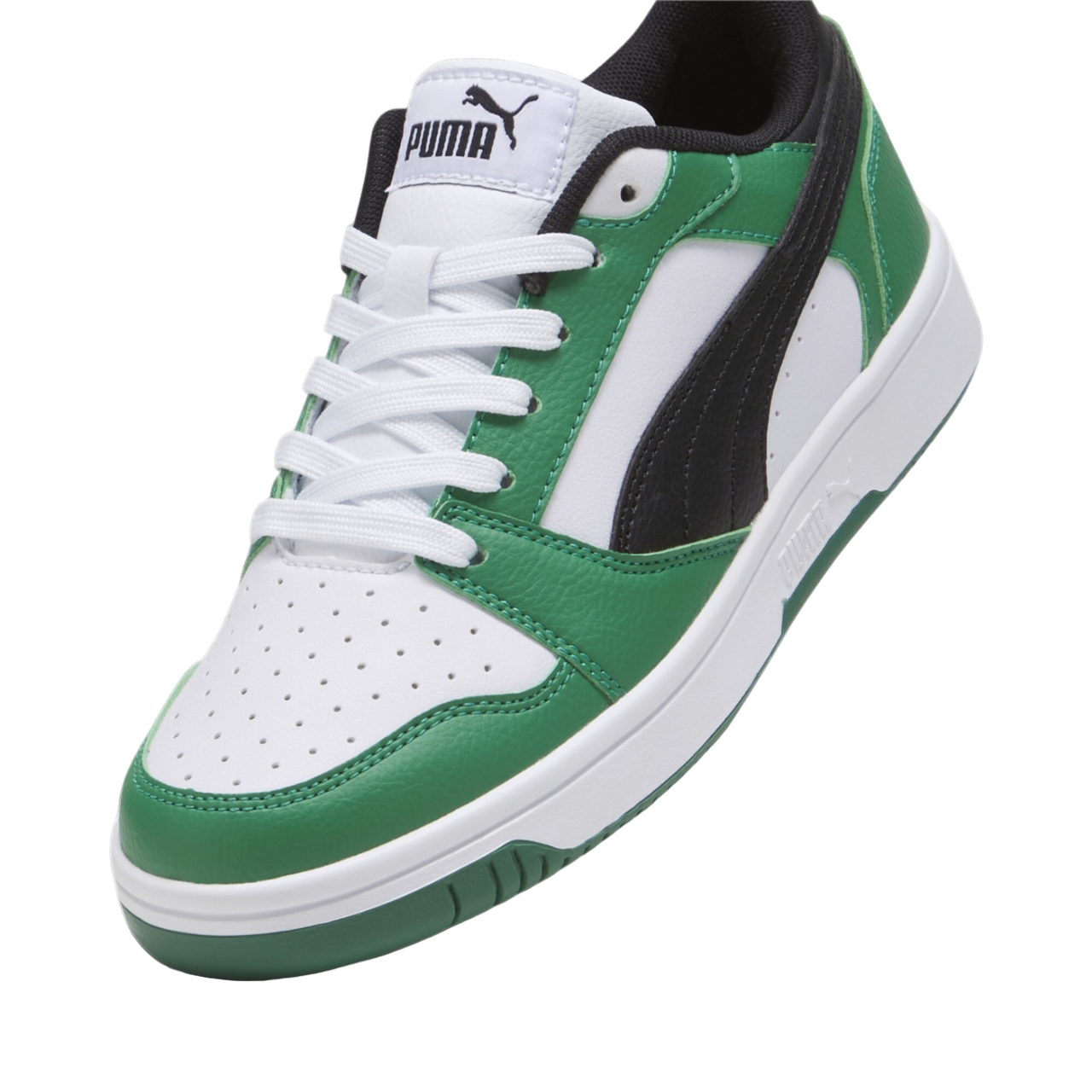 Puma Rebound v6 boys&#39; sneakers shoe 393833-05 white-black-green