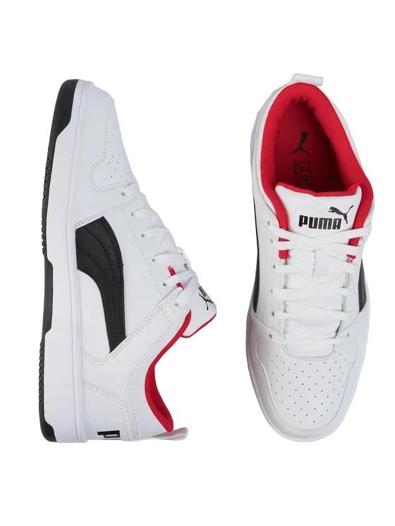 Puma men&#39;s sneakers shoe Rebound Lay Up Lo 369866 01 white black red