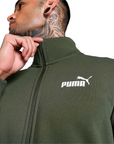 Puma tuta da uomo in cotone con cerniera Clean Sweat Suit FL 585841-70 verde oliva-nero