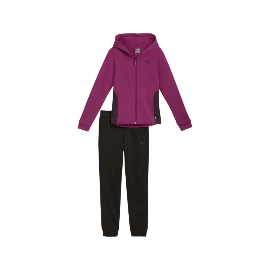 Puma tuta sportiva da ragazza con cappuccio 684240-45 magenta-nero