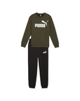 Puma tuta sportiva da ragazzo con felpa girocollo e pantalone con elastico Logo 670884-71 oliva