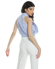 Relish ADEONA women's shirt short sleeveless American neckline with striped ruffles RDP2403056037 lavender