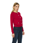 Relish Cardigan da donna a manica lunga con tasche più bottoni gioiello Cornelia RDA2402054045 rossetto rosso