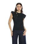 Relish maglietta da donna GIACA mezza manica con inserto tafta più anelli più pendagli RDP2401436025 nero