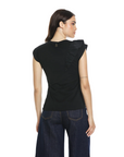 Relish GIACA women's t-shirt half sleeve with taffeta insert plus rings plus pendants RDP2401436025 black